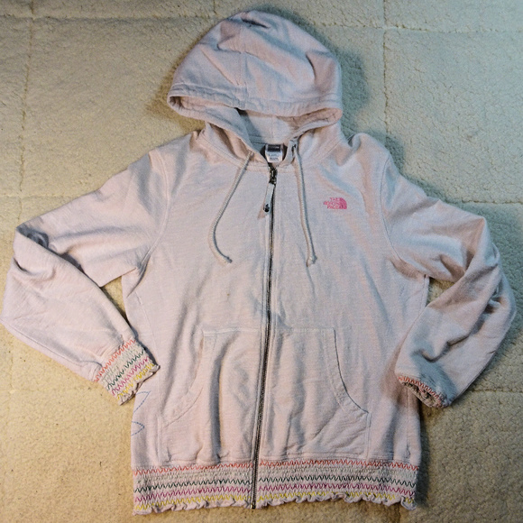 The North Face Tops - The North Face Embroidered White Hoodie X-Large